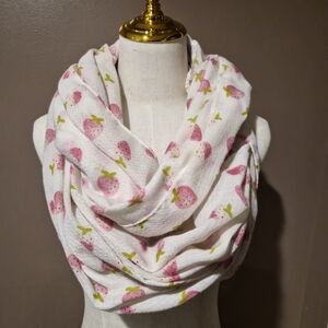 Strawberry Print White Scarf